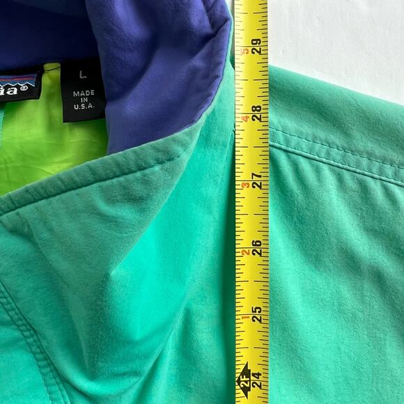 Vintage Made in USA Patagonia Anorak Half Zip Snap T Jacket Faded Green Neon L - Picture 16 of 16